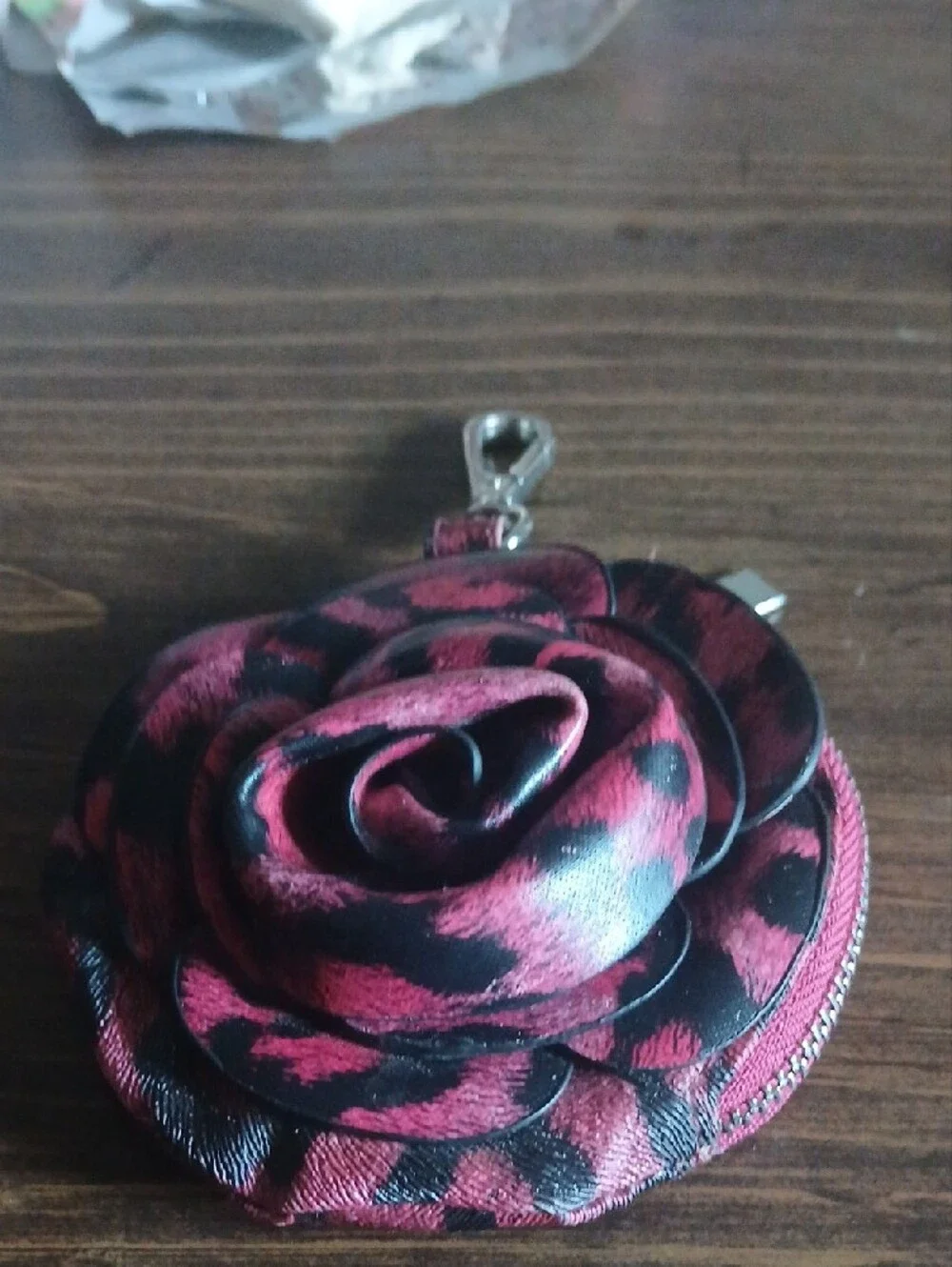 Floral Rose Keychain Charm in Pink and Black ,Bag Charm